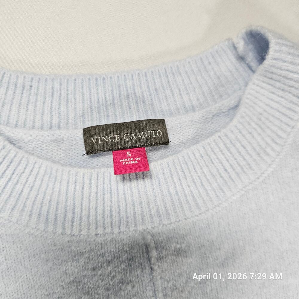 Vince Camuto Light Blue Knit Sweater Small Crewneck Soft Casual Basic - Picture 2 of 5